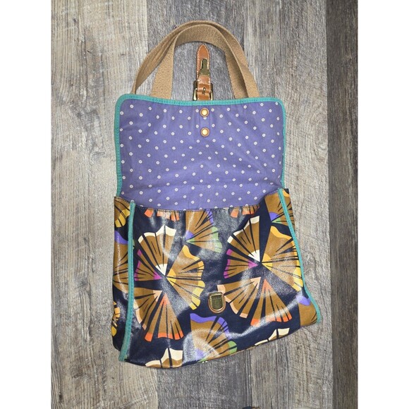 Fossil Crossbody Navy Blue Bag Colored Floral Print Coated Canvas Colorful - Picture 14 of 16